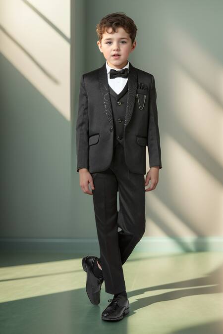 Buy_Petite Pomme_Black Polyester Sequins Embellished Blazer Set 