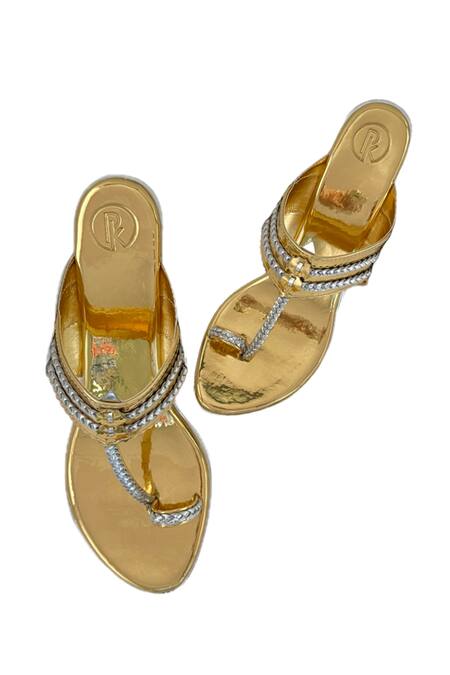 Buy Preet Kaur Silver Embroidery Two Tone Braided Strap Kolhapuri Block Heels Online at Aza Fashions Buy_Preet Kaur_Silver Embroidery Two Tone Braided Strap Kolhapuri Block Heels _Online_at_Aza_Fashions