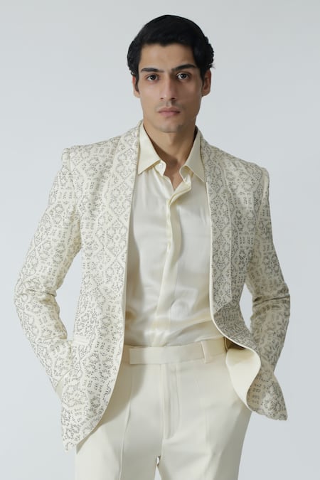 Chhaya Mehrotra Ivory Silk Satin Plain Shirt 