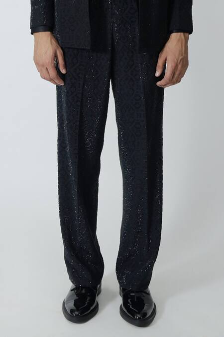 Chhaya Mehrotra Black , Satin Rhinestones Embellished Jacket Pant Set Online at Aza Fashions Chhaya Mehrotra_Black , Satin Rhinestones Embellished Jacket Pant Set _Online_at_Aza_Fashions