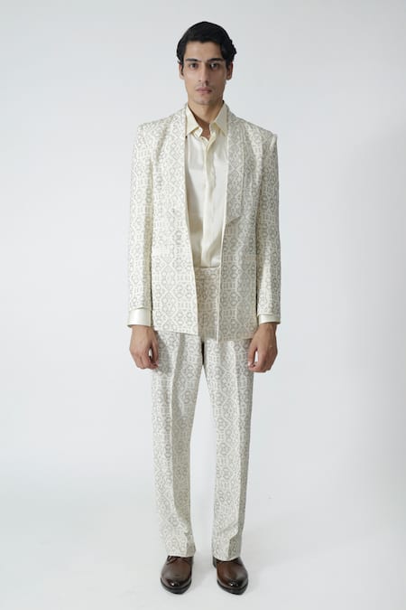 Buy_Chhaya Mehrotra_Ivory Silk Rhinestones Embellished Jacket _Online_at_Aza_Fashions