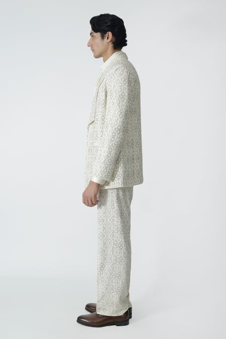 Chhaya Mehrotra_Ivory Silk Rhinestones Embellished Jacket _at_Aza_Fashions