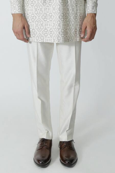 Chhaya Mehrotra Ivory Chanderi Rhinestones Geometric Embellished Kurta Set Online at Aza Fashions Chhaya Mehrotra_Ivory Chanderi Rhinestones Geometric Embellished Kurta Set _Online_at_Aza_Fashions