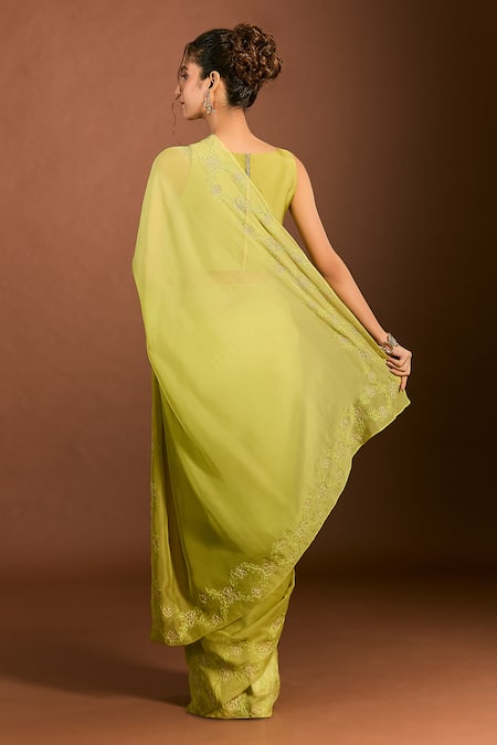 Meghna Shah Bahar Embroidered Ombre Saree Set 