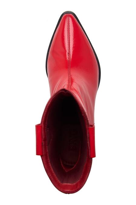Buy_Dang Shoes_Red Plain Gloss Finish Cowboy Boots _Online_at_Aza_Fashions