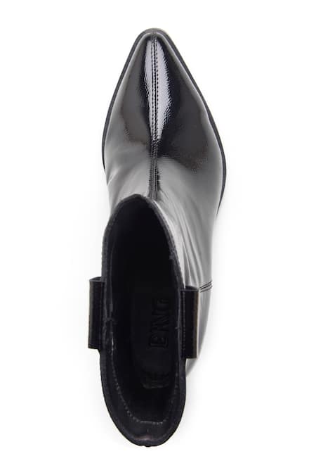 Buy_Dang Shoes_Black Plain Patent Leather Cowboy Boots _Online_at_Aza_Fashions