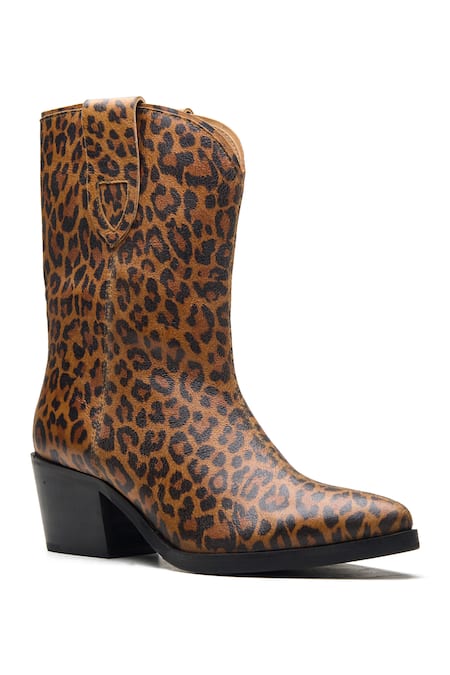 Dang Shoes Leopard Pattern Cowboy Boots 