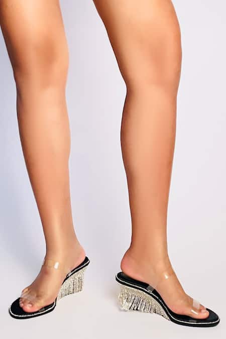 Buy Preet Kaur Black Crystals Onyx Hand Embroidered Wedges Online at Aza Fashions Buy_Preet Kaur_Black Crystals Onyx Hand Embroidered Wedges _Online_at_Aza_Fashions