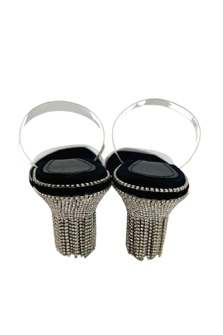 Buy Preet Kaur Black Crystals Onyx Hand Embroidered Wedges Buy_Preet Kaur_Black Crystals Onyx Hand Embroidered Wedges