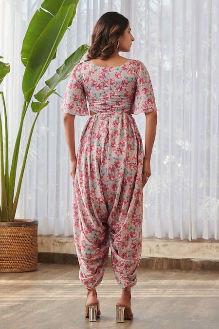 Pasha India X AZA Floral Print Dhoti Jumpsuit 