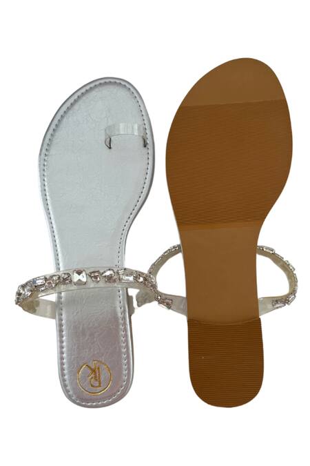 Buy Preet Kaur Silver Crystal Embellished Flats Online at Aza Fashions Buy_Preet Kaur_Silver Crystal Embellished Flats _Online_at_Aza_Fashions