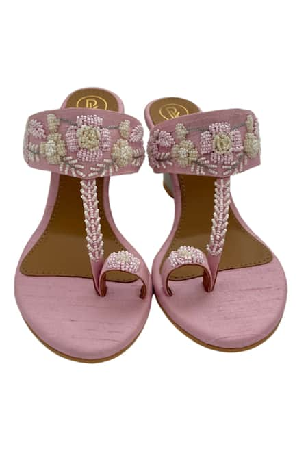 PREET KAUR Rose Embroidered Wedges 