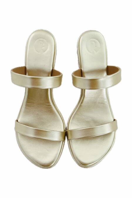 Shop Preet Kaur Gold Crystals Aurum Embroidered Block Heels Online at Aza Fashions Shop_Preet Kaur_Gold Crystals Aurum Embroidered Block Heels _Online_at_Aza_Fashions