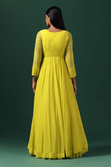 Two Sisters By Gyans Mirror Embroidered Peplum Cape Anarkali Set 