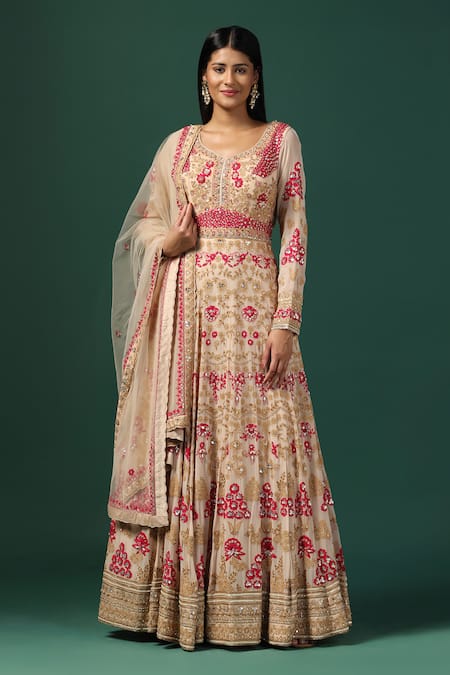 Two Sisters By Gyans Rose Garden Embroidered Anarkali With Dupatta 