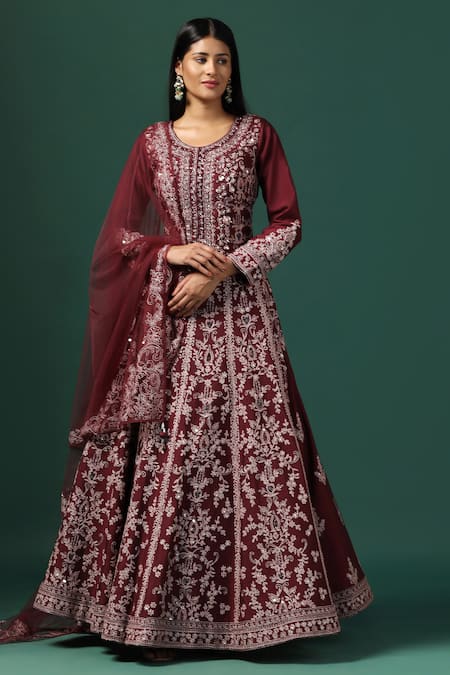 Two Sisters By Gyans Bahara Bloom Embroidered Anarkali With Dupatta 