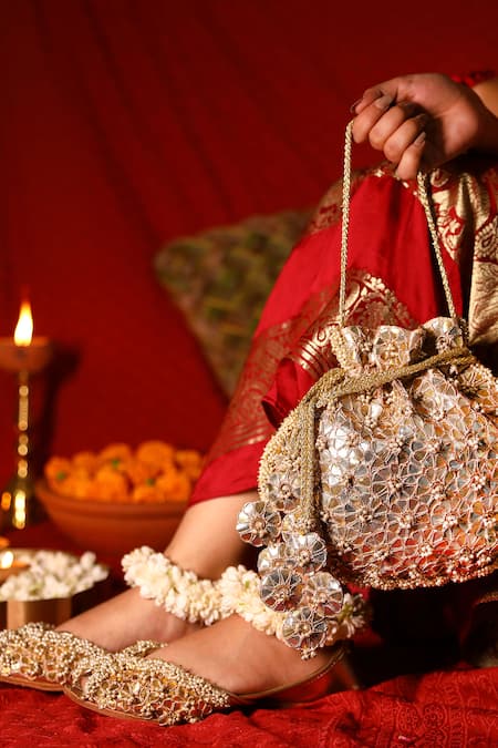 Buy_5elements_Gold Bead Embellished Juttis _Online_at_Aza_Fashions