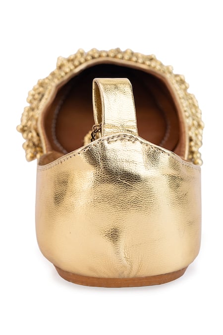 Shop_5elements_Gold Beads Ghungroo Embellished Juttis _Online_at_Aza_Fashions