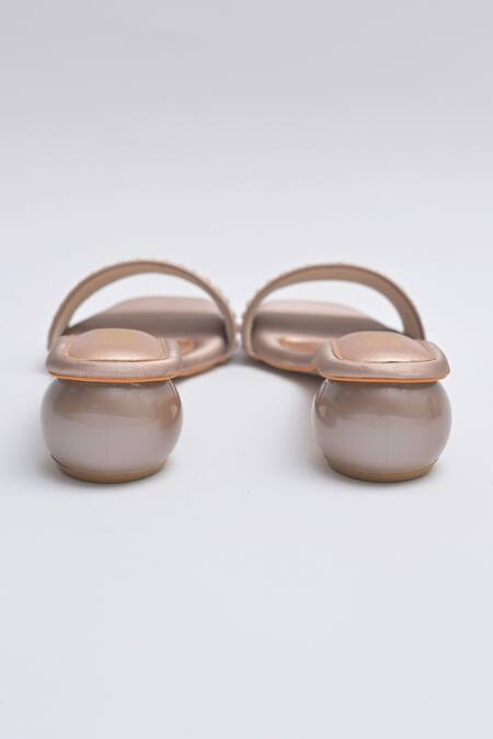 Elviraa By Pranali A Oswal_Rose Gold Mirrors, Pearls Vine Bloom Embroidered Heels _Online_at_Aza_Fashions