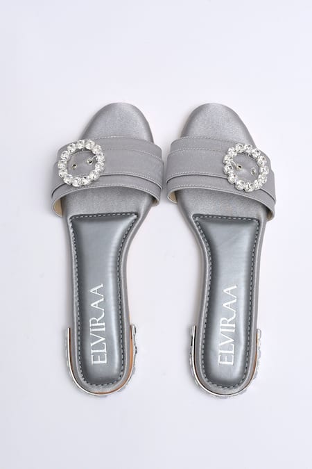 Elviraa By Pranali A Oswal Stone Studded Buckle Flats 