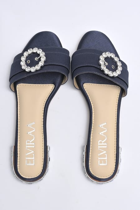 Elviraa By Pranali A Oswal Stone Studded Buckle Flats 