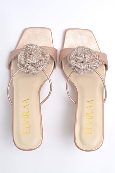 Elviraa By Pranali A Oswal Rhinestone Blossom Sculptural Heels 