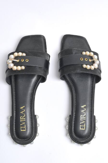 Elviraa By Pranali A Oswal Circular Pearl Buckle Flats 