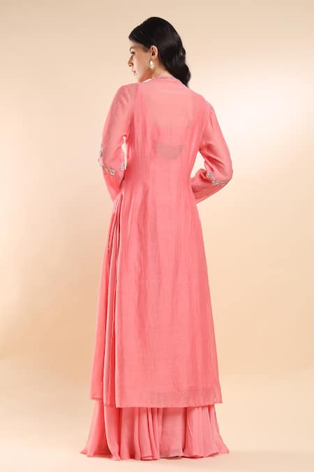 Amrta By Guneet Kondal Zardozi Embroidered Cape Skirt Set 