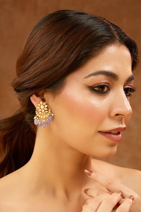 Karisa Designs Bead & Moissanite Polki Drop Earrings 
