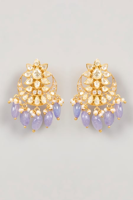 Karisa Designs Bead & Moissanite Polki Drop Earrings 