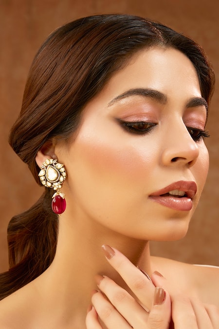 Karisa Designs Moissanite Polki Embellished Earrings 