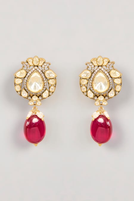 Karisa Designs Moissanite Polki Embellished Earrings 