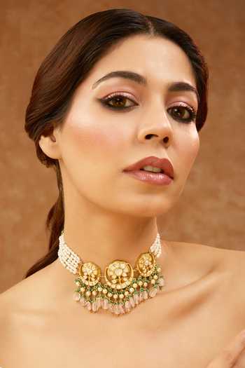 Karisa Designs Moissanite & Polki Stone Choker Necklace
