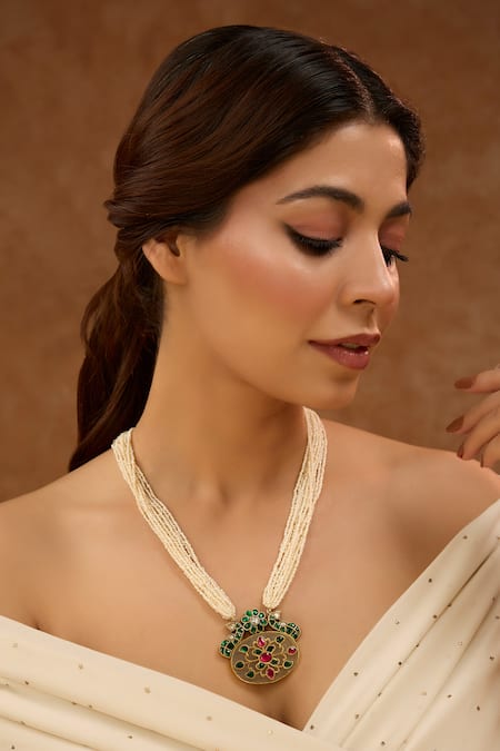 Karisa Designs Kundan Embellished Green Pendant Necklace 