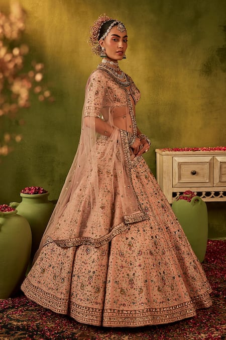 Manvi Kapoor Pink Floral Hand Embroidered Lehenga Set 