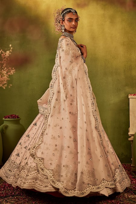 Manvi Kapoor Pink Silk, Net, Organza Sequins, Cut Work, Zari V-neck Bridal Lehenga Set at Aza Fashions Manvi Kapoor_Pink Silk, Net, Organza Sequins, Cut Work, Zari V-neck Bridal Lehenga Set _at_Aza_Fashions