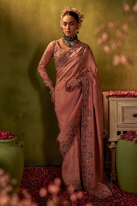 Manvi Kapoor Rose Sequin & Cutdana Embroidered Saree With Blouse 