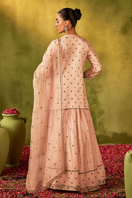 Manvi Kapoor Zardozi Embroidered Pink Kurta Sharara Set 