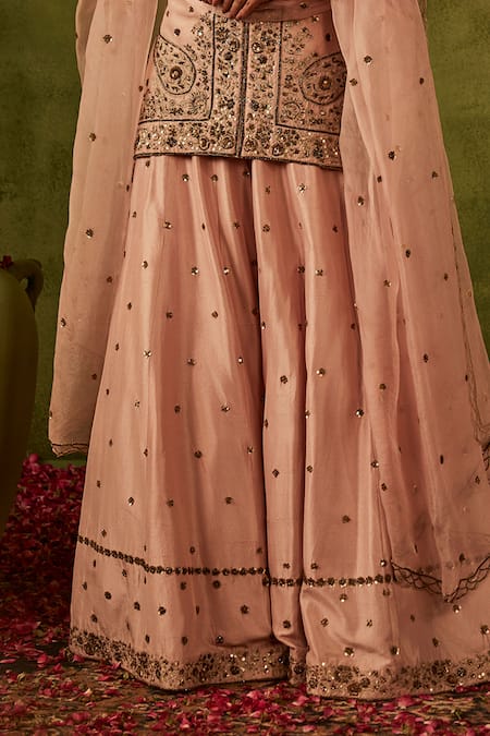 Buy Manvi Kapoor Pink Silk, Organza Sequins, Cut Work, Zardozi Embroidered Kurta Sharara Set Online at Aza Fashions Buy_Manvi Kapoor_Pink Silk, Organza Sequins, Cut Work, Zardozi Embroidered Kurta Sharara Set _Online_at_Aza_Fashions