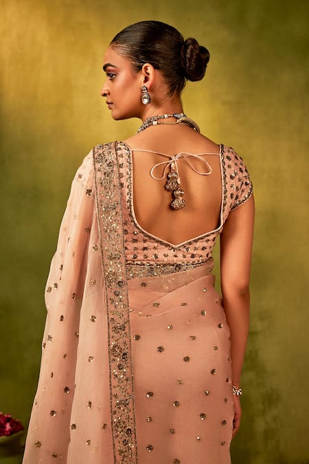 Manvi Kapoor Pink Hand Embroidered Silk Saree Set 