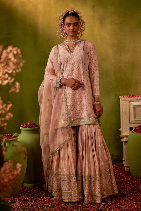 Manvi Kapoor Aksar Sequin Embordered Kurta Gharara Set 