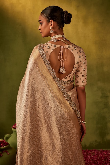 Manvi Kapoor Pink Embroidered Banarasi Saree Set 