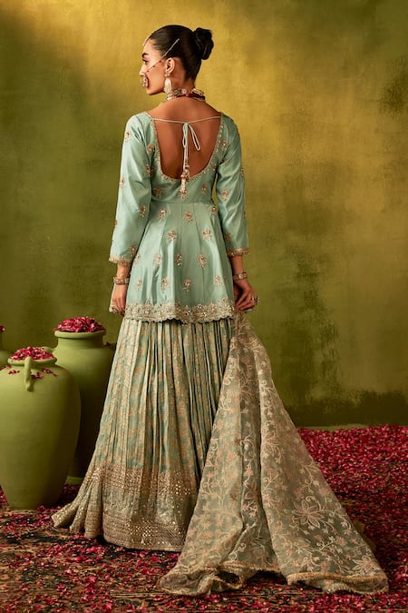 Manvi Kapoor Floral Sequin Embroidered Kurta Lehenga Set 