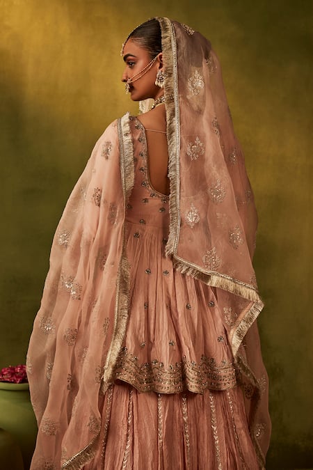 Manvi Kapoor Floral Zardozi Peplum Kurta Lehenga Set 