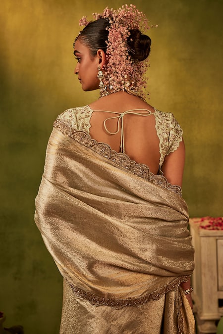 Manvi Kapoor Floral Vine Embroidered Green Saree Set 