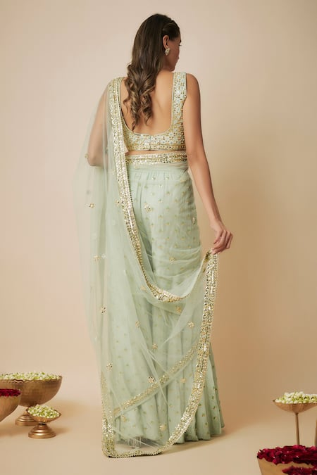 Mehak Murpana Sequin Bloom Embellished Sharara Set 