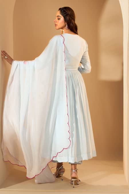 Roohbyridhimaa Powder Blue Resham Embroidered Anarkali Set 