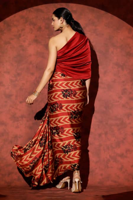 Studio Surbhi One Shoulder Abstract Printed Gown 
