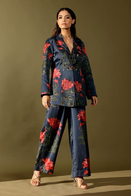 Studio Surbhi Neelam Floral Print Blazer Pant Set 