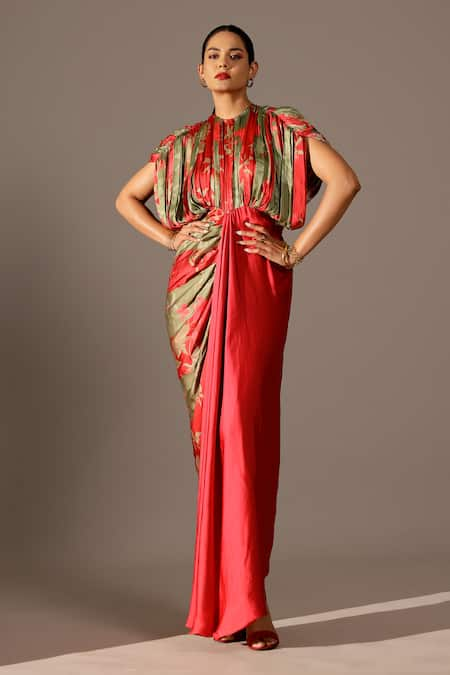 Studio Surbhi Bagh Floral Print & Pleated Bodice Gown 